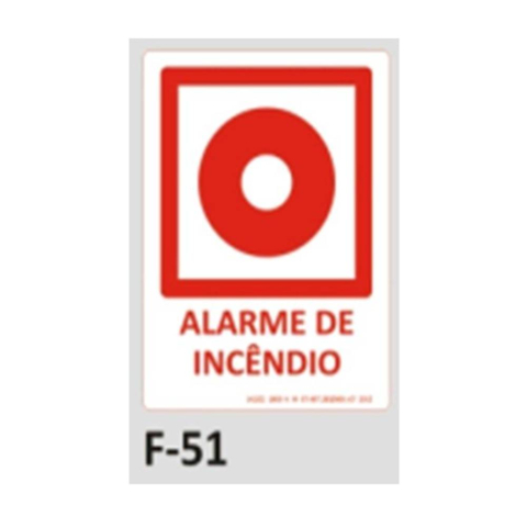placa de identificao - alarme de incndio f-51 10x15cm